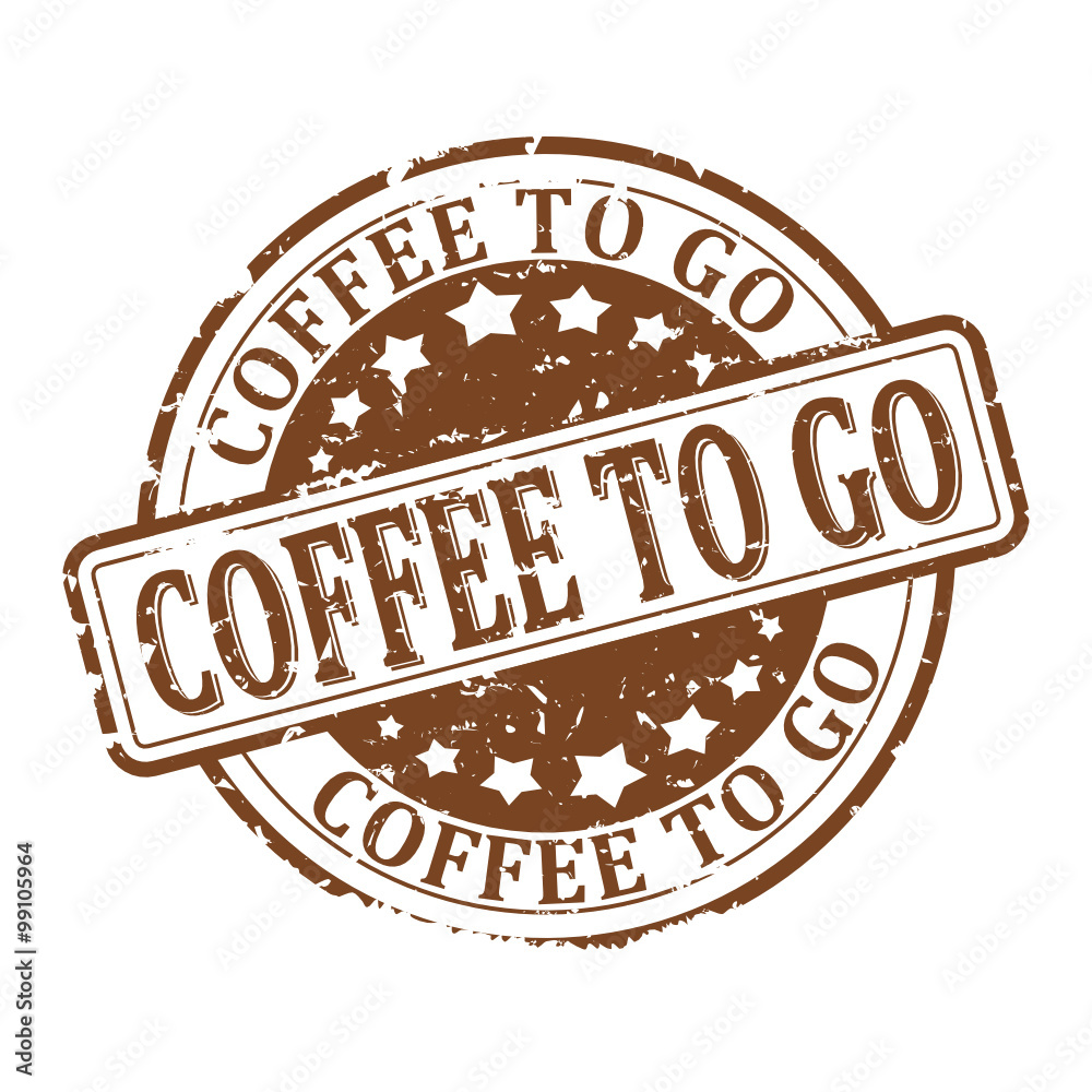 Scratched round brown stamped - coffee to go - vector svg