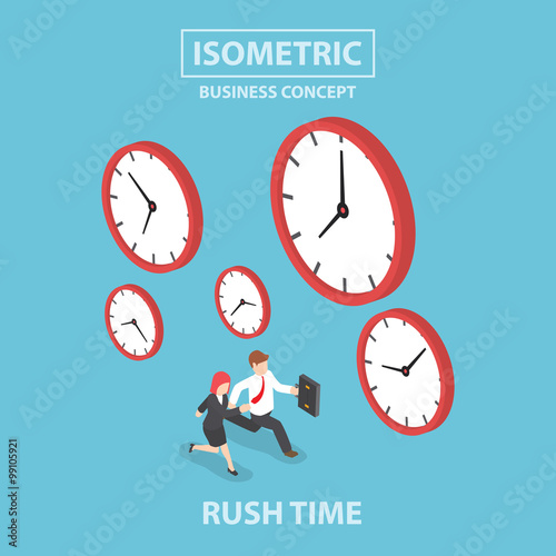 Businessman and businesswoman in rush hour
