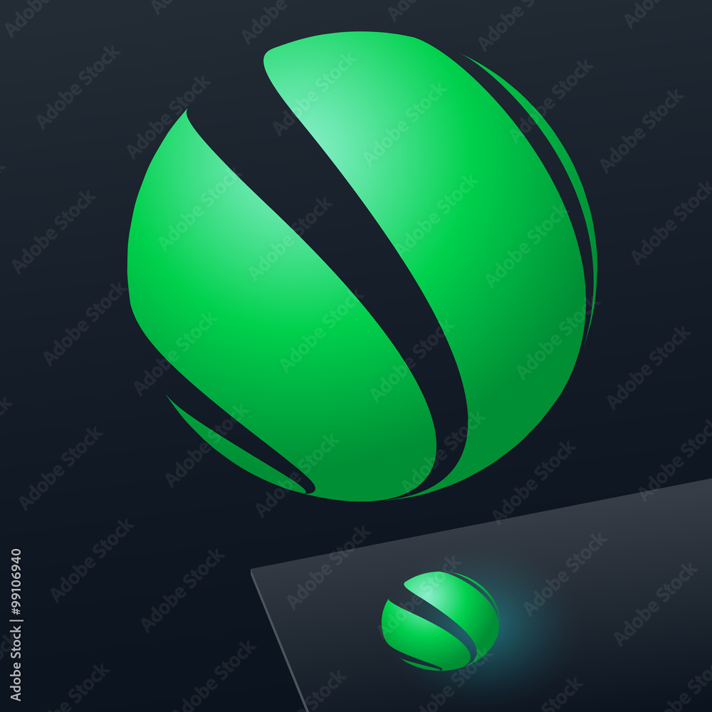 Abstract vector sign in sphere shape on dark Background. Logotype for Ecology, Pharmacy, Cosmetic activity Abstract vector sign in sphere shape on dark Background. Logotype for Ecology, Pharmacy, Cosmetic activity