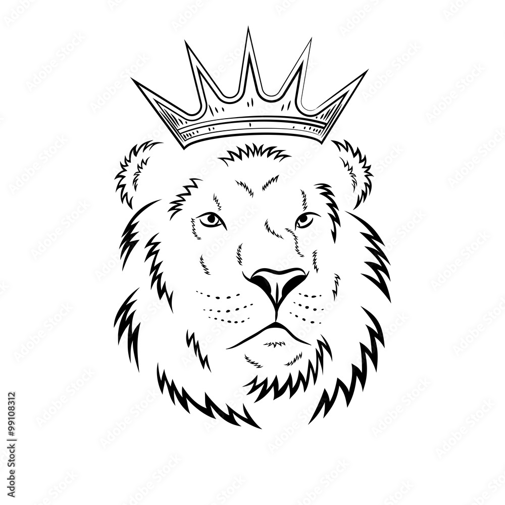 Lion head in crown - vector illustration Stock Vector | Adobe Stock