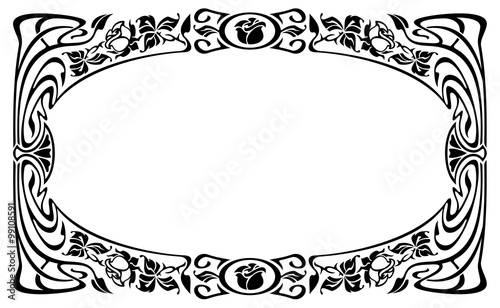 Elegant silhouette frame in art nouveau style