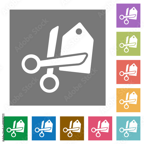 Price cut square flat icons