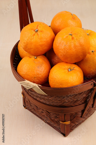 Mandarin oranges in basket photo