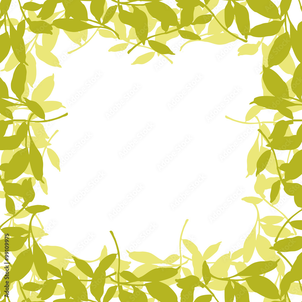 Floral frame with leaves