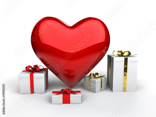 3d heart shape and gift boxes © mrhighsky