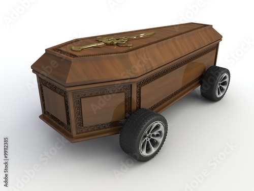 Coffin with wheels photo