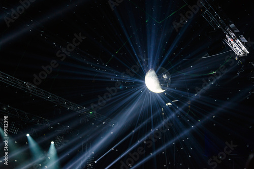 Disco ball at nightclub. Party background. Selective focus.