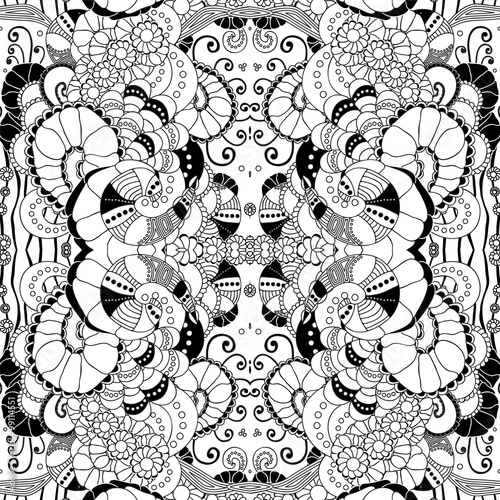 stock vector seamless doodle pattern. black and white