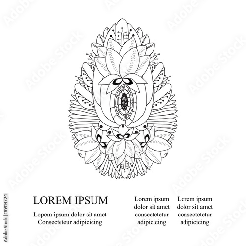 Stock vector isolated easter doodl egg with place for text.