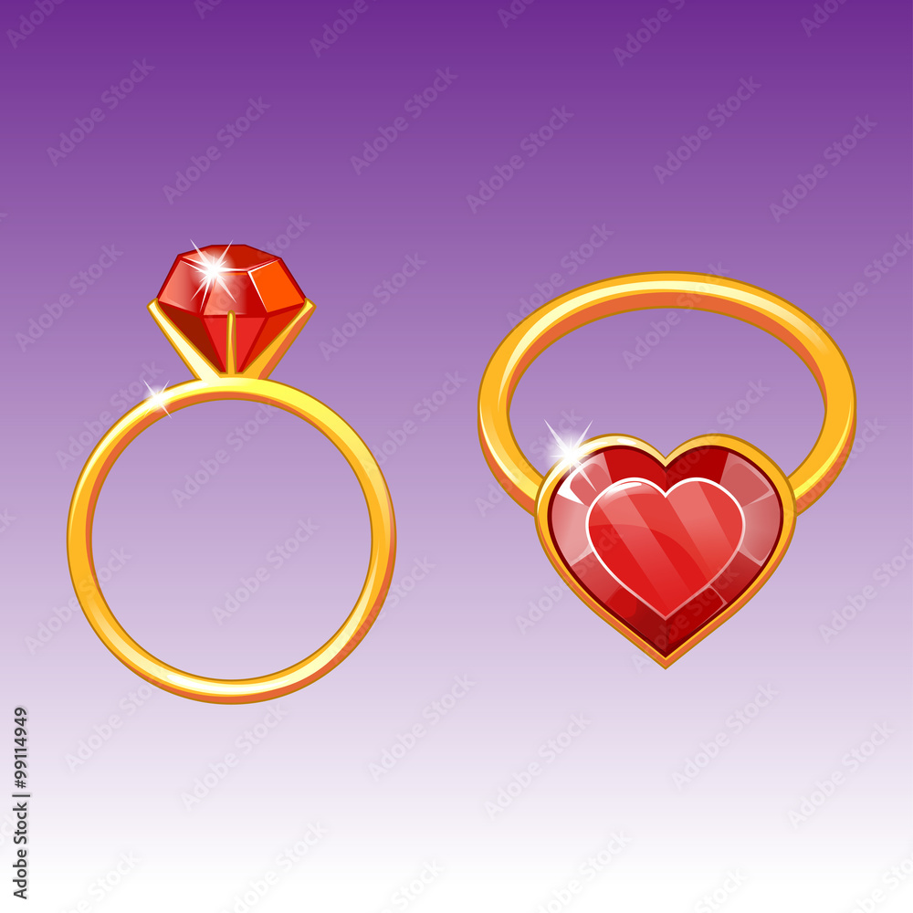 a gold  ring with a diamant in form a heart