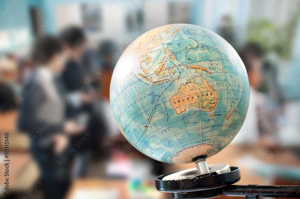 the globe during geography class - obrazy, fototapety, plakaty 