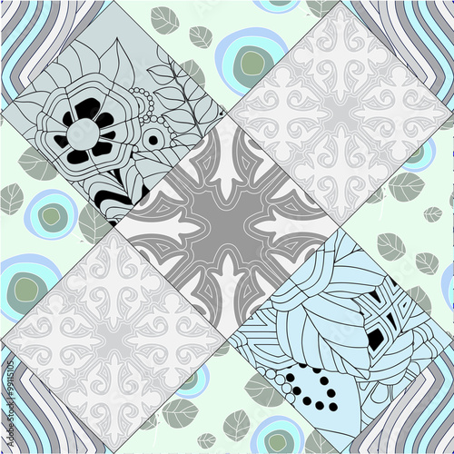 vector seamless patchwork pattern. oriental or russian design