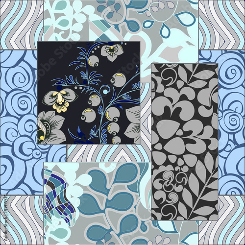 vector seamless patchwork pattern. oriental or russian design