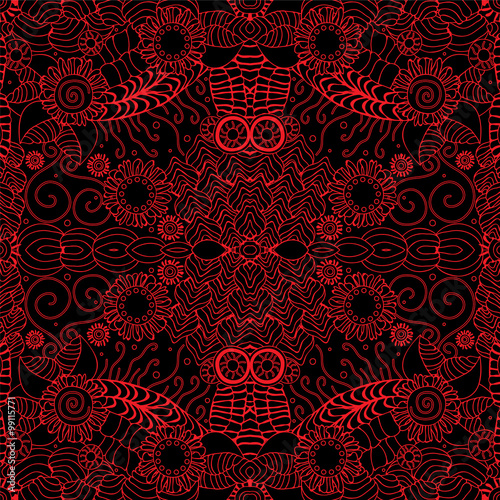 stock vector seamless doodle red wave pattern.