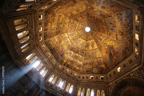 FLORENCE  ITALY - NOVEMBER  2015  Golden mosaics of the Baptistery of San Giovanni