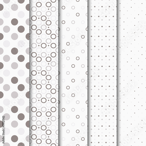 Seamless patterns with circles and dots.