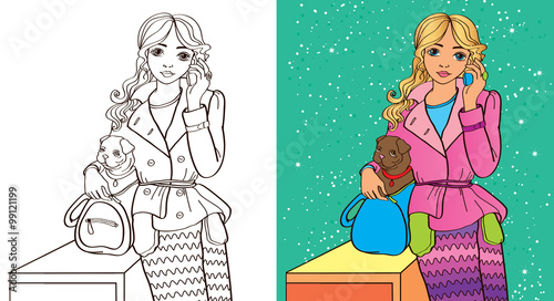 Colouring Book Of Girl Talking