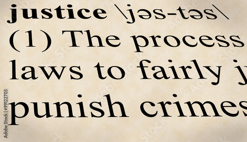 Foto The word justice as defined in a dictionary
