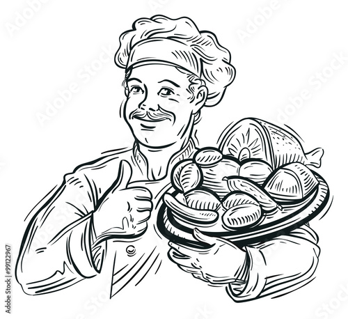 meat and cook isolated on a white background. vector illustration