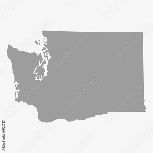 Map of Washington State in gray on a white background