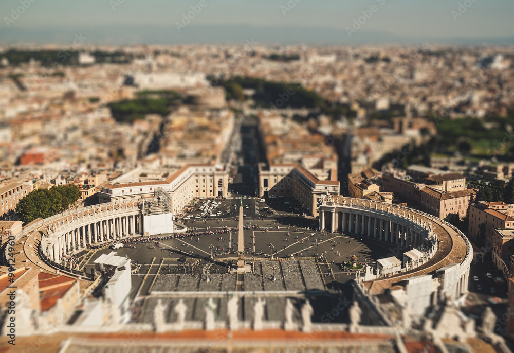 Saint Peter s Square in Vatican in Rome. Italy. Tilt-shift effect