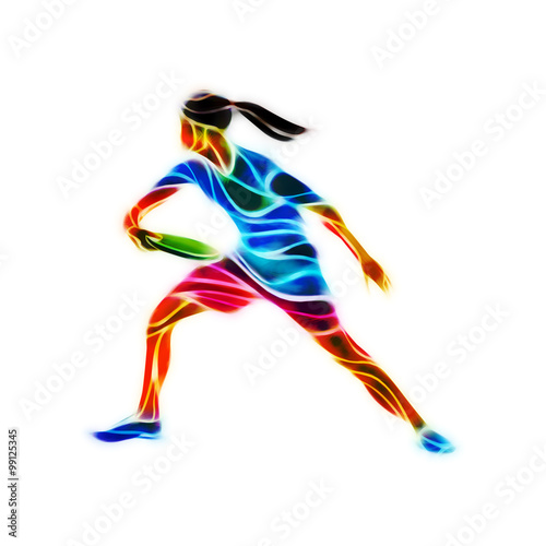 Female player is playing Ultimate Frisbee, color illustration