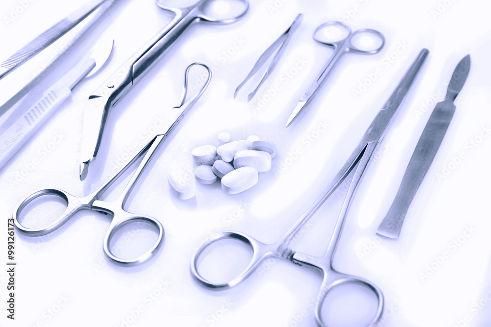 Surgery instruments isolated on white Surgery instruments isolated on white