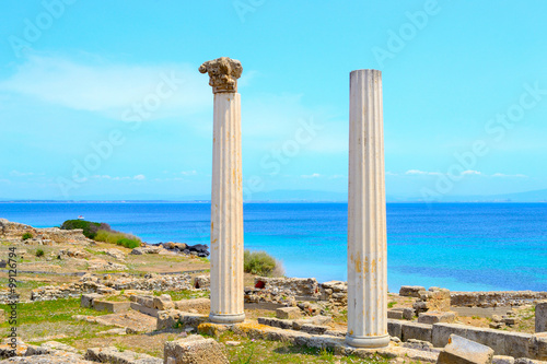 antique columns by the sea in Tharros