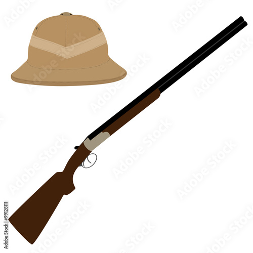 Safari hat and rifle