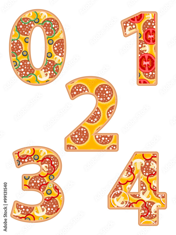 Pizza number 0 to 4 Pizza number 0 to 4