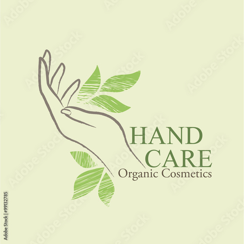 Organic Cosmetics Design elements with contoured woman's hand