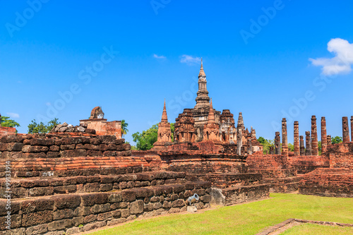 Ruined temple at Sukhothai historical park in Sukhothai province where is the old town of Thailand