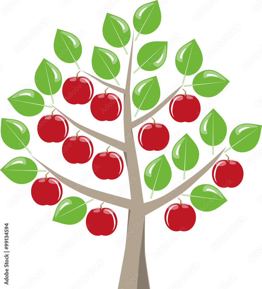 Baum im Sommer mit Äpfeln. Baum im Sommer mit Äpfeln.