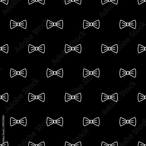 Bow tie seamless pattern. Fashion graphic background design. Modern stylish texture with bow-tie. Monochrome template. Can be used for prints, textiles, wrapping, wallpaper, website, blog etc. VECTOR