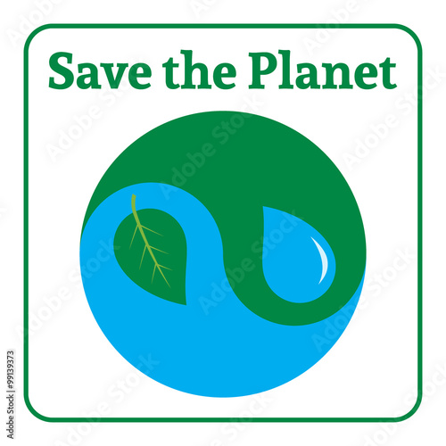 Yin Yang symbol. Concept Save the Planet. Natural themed yin-yang emblem. Eco elements. Organic Bio. Icon of harmony signs representing balance with nature or environmental conservation. Vector