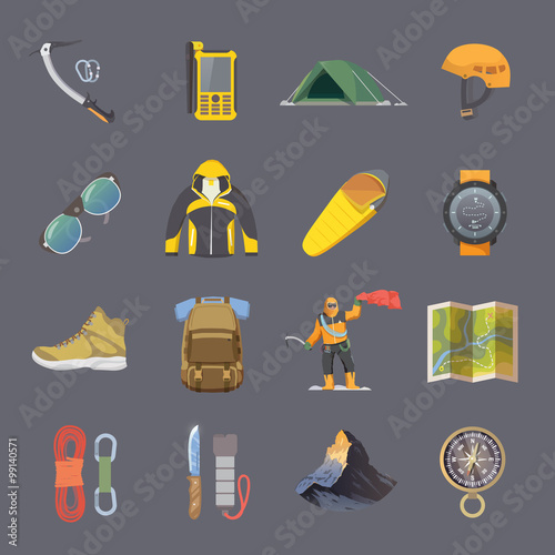 Climbing vector flat icons