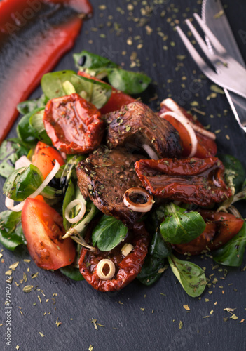 Fototapeta Naklejka Na Ścianę i Meble -  Salad with beef meat and vegetables