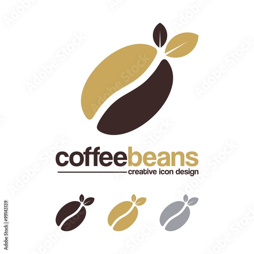 Coffee Logo Coffee Beans Leaf Simple Design Logo Vector Stock Vector Adobe Stock