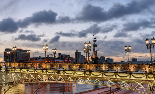 Monument Peter the Great Statue, the Patriarshy Bridge. Moscow Russia