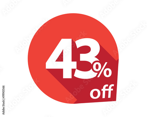 43 percent discount off red circle