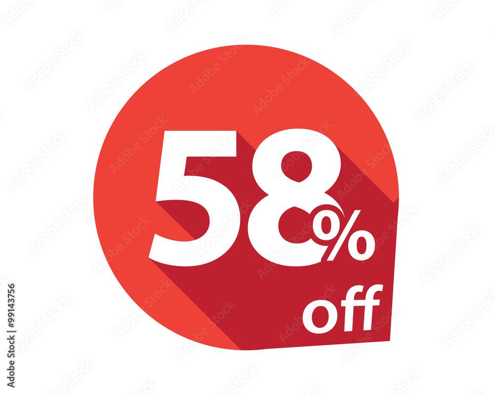 58 percent discount off red circle 58 percent discount off red circle