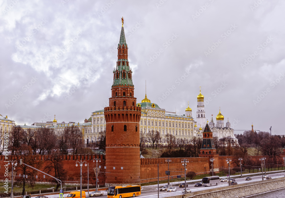 Vodovzvodnaya tower is southwest corner tower of the Moscow Kremlin
