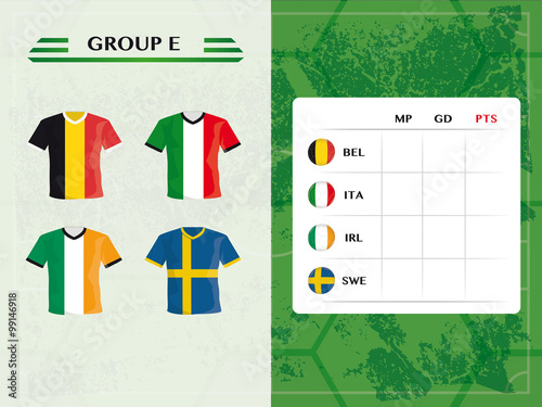 Fußball Hintergrund Gruppe e mit Tabelle für Vorrunde 2016