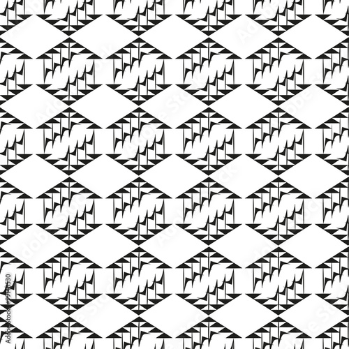 Black and white geometric seamless pattern with diamonds and tri