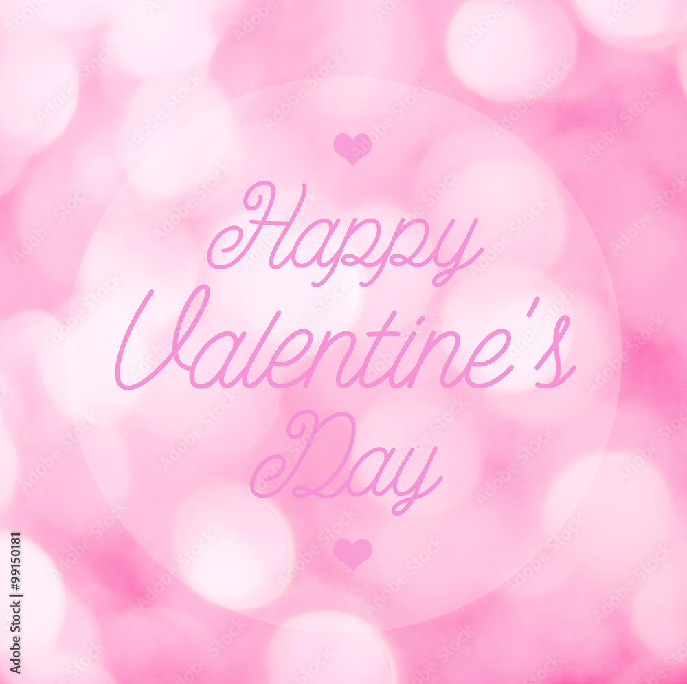 Happy Valentine's Day lettering Greeting Card on pink bokeh Happy Valentine's Day lettering Greeting Card on pink bokeh