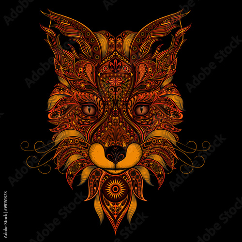 Fox abstract vector on black background
