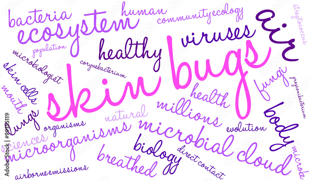 Skin Bugs word cloud on a white background. 