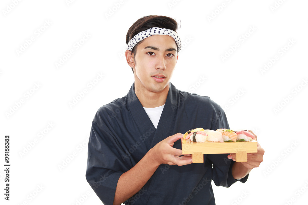 笑顔の寿司職人