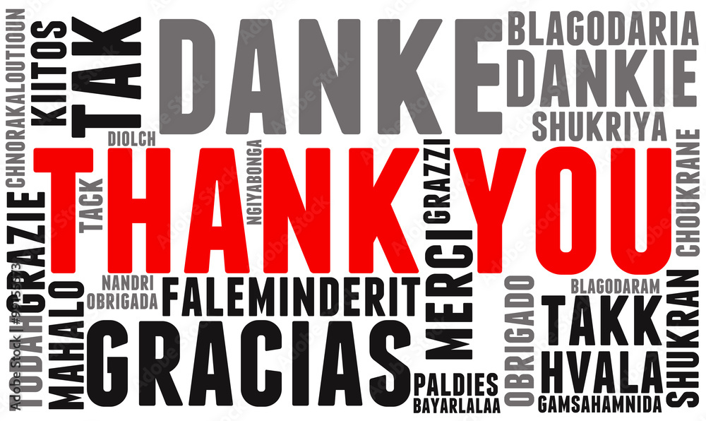 Fototapeta premium International Thank You word cloud. Each word used in this word cloud is another language's version of the word Thank You.