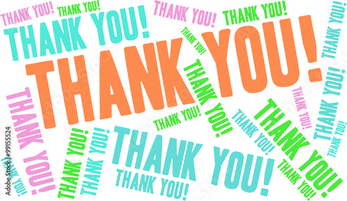 Thank You Word Cloud on a white background. 